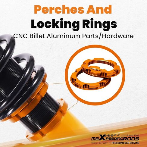 maxpeedingrods Coilover لـ Mitsubishi Eclipse 2006-2012، لـ Mitsubishi Galant 2004-2012، طقم تعليق كويلوفيرز قابل للتعديل بـ 24 مستوى، طقم خفض الارتفاع قابل للتعديل باللون الذهبي in Kuwait