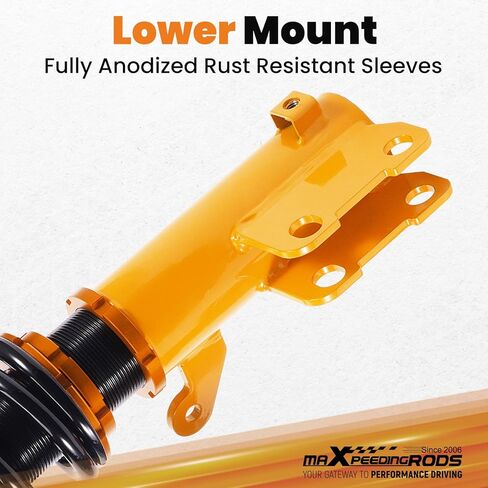 maxpeedingrods Coilover لـ Mitsubishi Eclipse 2006-2012، لـ Mitsubishi Galant 2004-2012، طقم تعليق كويلوفيرز قابل للتعديل بـ 24 مستوى، طقم خفض الارتفاع قابل للتعديل باللون الذهبي in Kuwait
