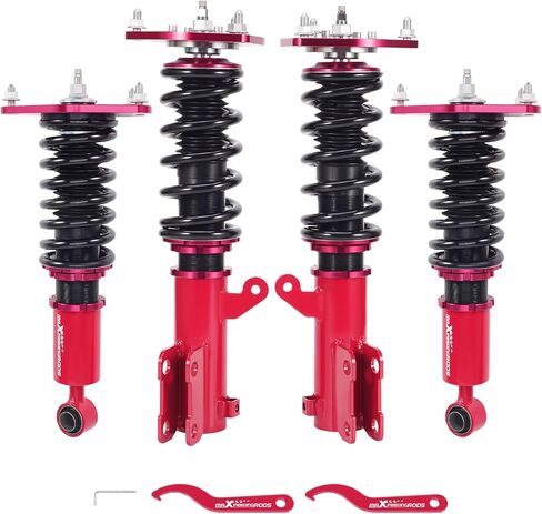 maxpeedingrods Coilover لـ Mitsubishi Eclipse 2006-2012، لـ Mitsubishi Galant 2004-2012، طقم تعليق كويلوفيرز قابل للتعديل بـ 24 مستوى، طقم خفض الارتفاع قابل للتعديل باللون الذهبي in Kuwait