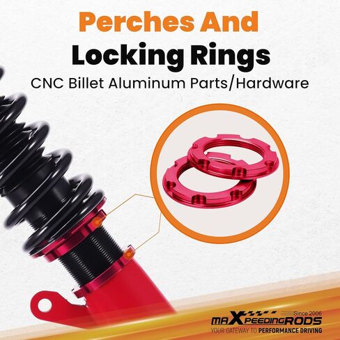 maxpeedingrods Coilover لسيارة VW Golf MK7 2015-2019، لسيارة Audi A3/S3 MK3 2015-2019، لسيارة SEAT Leon Mk3 2012-2019، طقم تعليق كويلوفر قابل للتعديل 24 مستوى، طقم خفض الارتفاع قابل للتعديل، أحمر in Kuwait