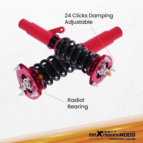maxpeedingrods Coilover لسيارة VW Golf MK7 2015-2019، لسيارة Audi A3/S3 MK3 2015-2019، لسيارة SEAT Leon Mk3 2012-2019، طقم تعليق كويلوفر قابل للتعديل 24 مستوى، طقم خفض الارتفاع قابل للتعديل، أحمر in Kuwait