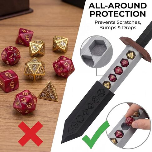 DND Dice Box Sword Dagger Dice Holder - Unique Polyhedral Dice Case-Die Set, Decorative RPG Tabletop Gaming Accessory & Dice Storage, Ideal Gift for Players,No Dice in Saudi Arabia
