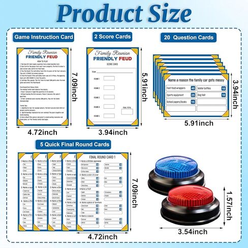Family Feud Game for Adults and Kids with 2 Buzzers, Fun Trivia Quiz Card Game for Family Game Night, Holiday Gathering, Party & Team Building, Interactive Board Games for Group Activities in Saudi Arabia