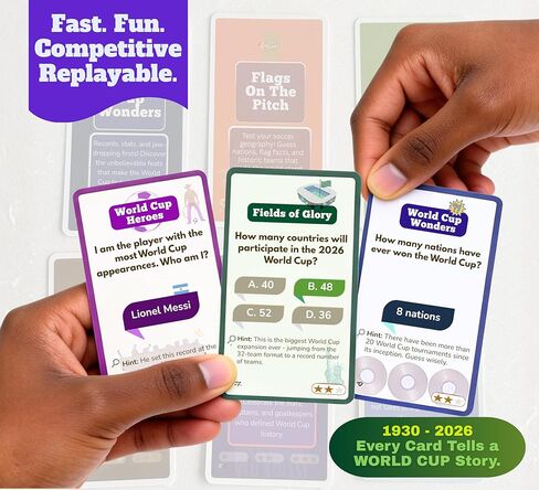 2026 World Cup Soccer Trivia Card Game, Nations & Icons – 150 Quiz Questions, 5 Fun Categories – Gifts for Boys, Kids, and Adults – Perfect for Watch Party, Family Game Night in Saudi Arabia