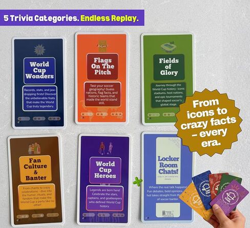 2026 World Cup Soccer Trivia Card Game, Nations & Icons – 150 Quiz Questions, 5 Fun Categories – Gifts for Boys, Kids, and Adults – Perfect for Watch Party, Family Game Night in Saudi Arabia