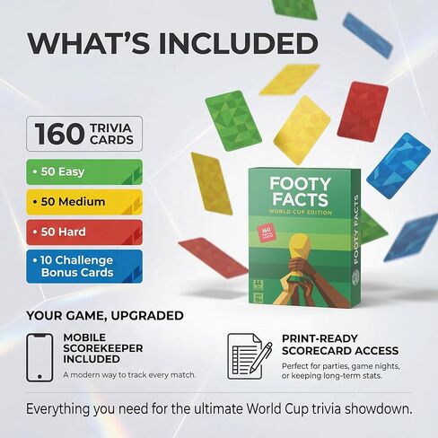 World Cup Soccer Trivia Game | 160 Soccer Trivia Questions | All Ages | Mobile Scorekeeper | Soccer Gifts for Boys & Men | World Cup 2026 Soccer Cards | Cool Trivia Game for Adults, Family, Teen, Kids in Kuwait