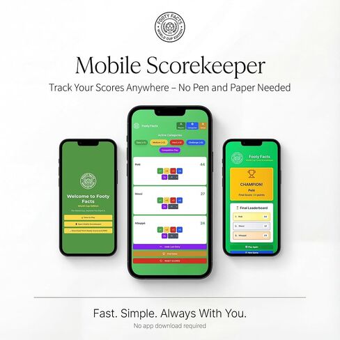 World Cup Soccer Trivia Game | 160 Soccer Trivia Questions | All Ages | Mobile Scorekeeper | Soccer Gifts for Boys & Men | World Cup 2026 Soccer Cards | Cool Trivia Game for Adults, Family, Teen, Kids in Kuwait