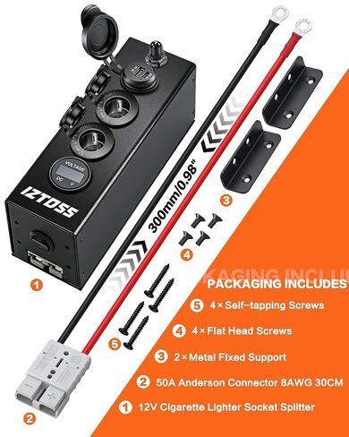 IZTOSS Cigarette Lighter Splitter, 12V Cigarette Lighter Adapter with Cigarette Lighter Socket & USB Charger, 12 Volt Socket Outlet, LED Voltage Display, Independent Switch, Built-in Fuse, Cord in Saudi Arabia