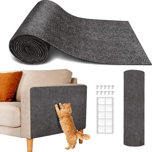 Cat Scratching Climbing Carpet Mat, Adhesive Trimmable Cat Scratcher Furniture Protector, Cat Post Covered Pad Replacement for DIY Cat Tree Shelf Steps Couch Corner Wall(Darkgrey,78.7x15.8In) in Saudi Arabia