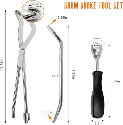 3 PCS Car Drum Brake Tool Kit, Double Ended Pliers with Spring Compressor & Brake Spoon, Vehicle Drum Brakes Adjustment Tool Set for Spring Removal & Installation in Saudi Arabia