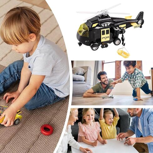 Helicopter Toy with Lights and Sound,Simulation Aircraft Helicopter Toy Model with Light - Aircraft with Movable Propellers for Kindergarten, School, Park, Home in Saudi Arabia