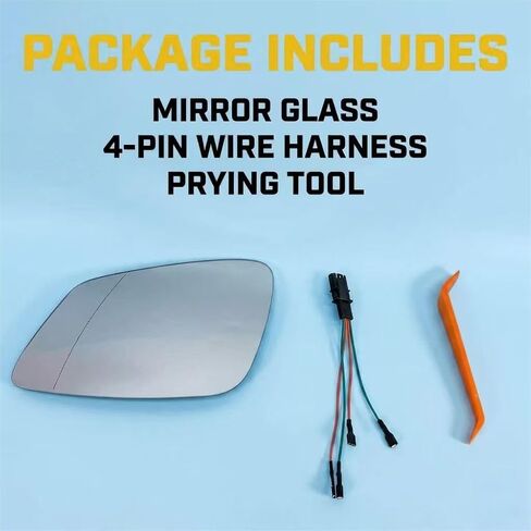 Compatible with BMW 5/6/7 Select Series Passenger Side Rearview Mirror with 4-Pin Wire Harness & Prying Tool, Power Heated Mirror Glass for 528i 535d 535i 550i 640i 650i 740i 750i 760li – Not for 2Pin in Saudi Arabia