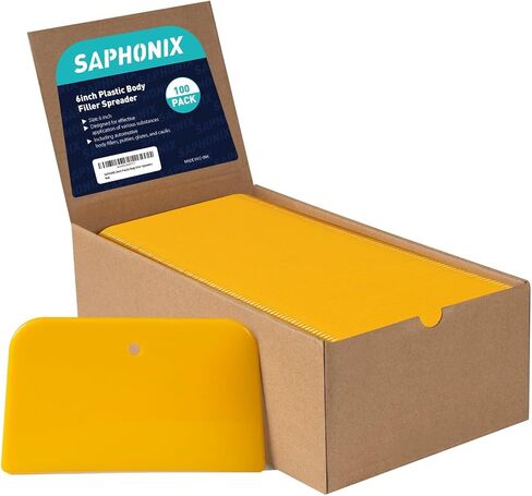 Body Filler Spreaders (Pack of 100) - 4 Inch Yellow Reusable Auto Body Plastic Filler Spreader Tool for Automotive Body Applying Fillers, Putties, Glazes, Caulks - Autobody Paint Repairs in Kuwait