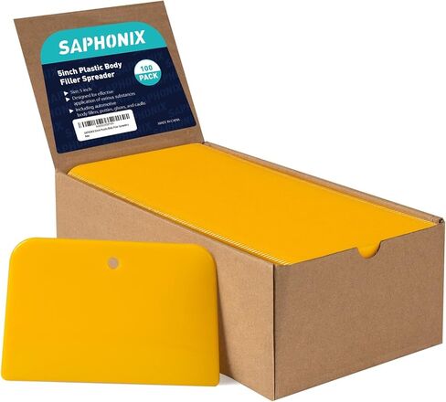 Body Filler Spreaders (Pack of 100) - 4 Inch Yellow Reusable Auto Body Plastic Filler Spreader Tool for Automotive Body Applying Fillers, Putties, Glazes, Caulks - Autobody Paint Repairs in Kuwait