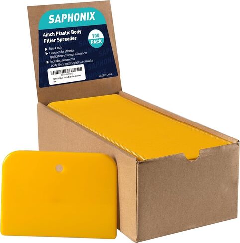 Body Filler Spreaders (Pack of 100) - 4 Inch Yellow Reusable Auto Body Plastic Filler Spreader Tool for Automotive Body Applying Fillers, Putties, Glazes, Caulks - Autobody Paint Repairs in Kuwait
