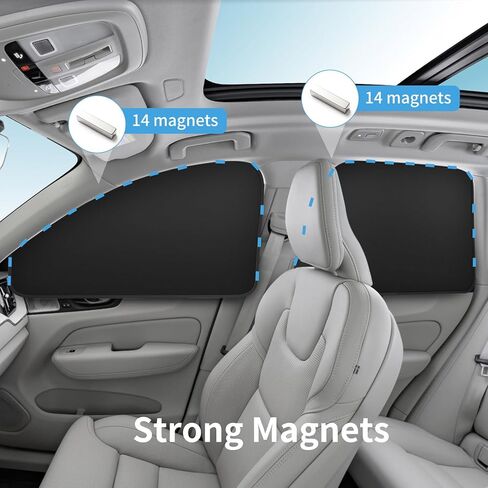 Window Sun Shade Car Curtains - Side Suede Sun Shades Magnetic 100% Block Light Car Window Covers with Cooler Feeling (Thicken Suede, 4pcs) in Saudi Arabia