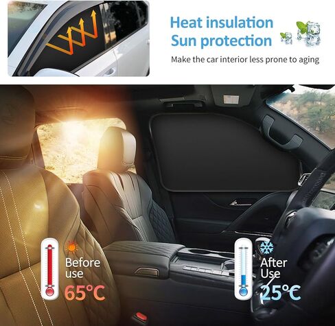 Window Sun Shade Car Curtains - Side Suede Sun Shades Magnetic 100% Block Light Car Window Covers with Cooler Feeling (Thicken Suede, 4pcs) in Saudi Arabia