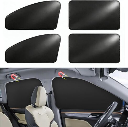 Window Sun Shade Car Curtains - Side Suede Sun Shades Magnetic 100% Block Light Car Window Covers with Cooler Feeling (Thicken Suede, 4pcs) in Saudi Arabia