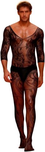 ohyeah Men's Plus Size Fishnet Bodystocking Sissy Lingerie See Through Sexy Mesh Chemise Lingerie One Piece in Saudi Arabia