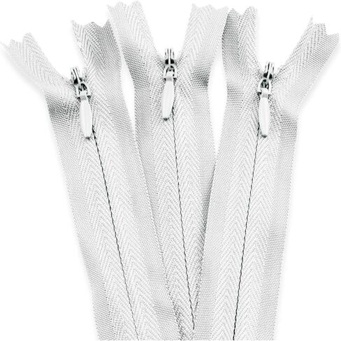 10pcs Invisible Zipper for Sewing, White Zipper for DIY Clothing and Crafts, Durable and Easy to Install in Kuwait