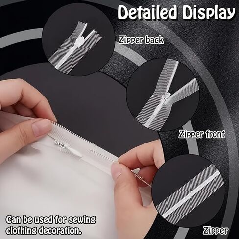 10pcs Invisible Zipper for Sewing, White Zipper for DIY Clothing and Crafts, Durable and Easy to Install in Kuwait