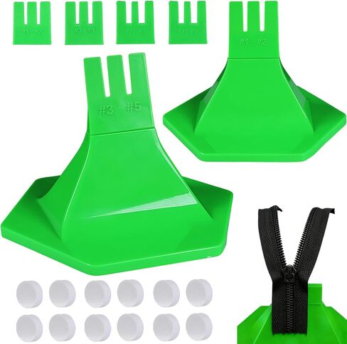 2Pcs Zipper Jig Tool with Anti Slip Silicone Base, Handy Zip Fastener for Zipper Pulls and Sliders, Compatible with #1#2#3#5#7#8 Zippers, for Pants Dresses Jackets (Green) in Saudi Arabia