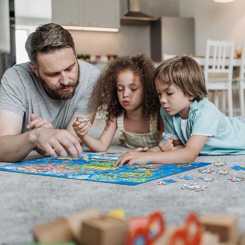 200 Pieces World Map Puzzle for Kids & Adults, World Map Jigsaw Puzzle Floor Puzzles Toddler Geography Educational Toys for Boys and Girls, Globe Atlas Puzzle Maps for Kids Learning Games in Saudi Arabia