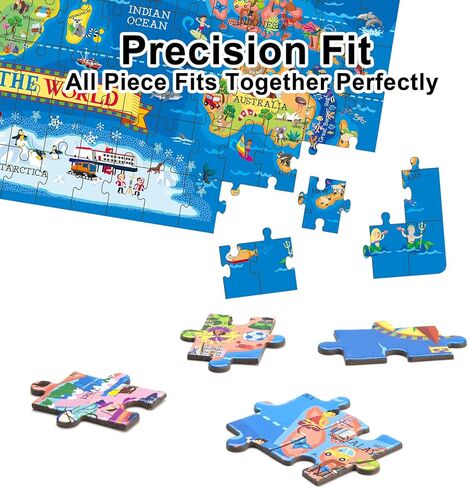 200 Pieces World Map Puzzle for Kids & Adults, World Map Jigsaw Puzzle Floor Puzzles Toddler Geography Educational Toys for Boys and Girls, Globe Atlas Puzzle Maps for Kids Learning Games in Saudi Arabia