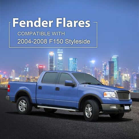 PIT66 Fender Flare متوافق مع Ford F150 2004 2005 2006 2007 2008 (غير مناسب للتراث) قالب قوس العجلة نمط المصنع أسود 4 قطع in Kuwait