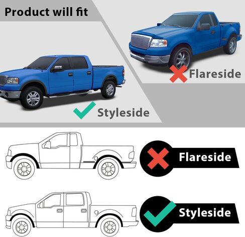PIT66 Fender Flare متوافق مع Ford F150 2004 2005 2006 2007 2008 (غير مناسب للتراث) قالب قوس العجلة نمط المصنع أسود 4 قطع in Kuwait