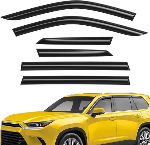 Extra Durable Window Deflectors Tape-On Window Visors Rain Guards Fit for Toyota Grand Highlander 2024-2026, Sun Visors, Wind Vent for Shades, Exterior Car Accessories - 6pcs. AG0752 in Saudi Arabia