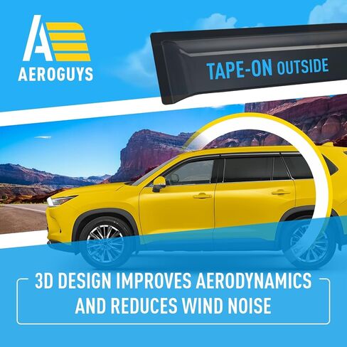 Extra Durable Window Deflectors Tape-On Window Visors Rain Guards Fit for Toyota Grand Highlander 2024-2026, Sun Visors, Wind Vent for Shades, Exterior Car Accessories - 6pcs. AG0752 in Saudi Arabia