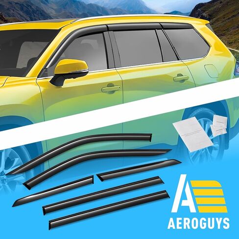 Extra Durable Window Deflectors Tape-On Window Visors Rain Guards Fit for Toyota Grand Highlander 2024-2026, Sun Visors, Wind Vent for Shades, Exterior Car Accessories - 6pcs. AG0752 in Saudi Arabia
