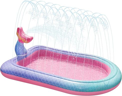 Ancesfun 65" Mermaid Splash Pad & Sprinkler for Kids, Large Outdoor Water Play Mat Summer Inflatable Wading Pool, Fun Sprinkler Water Toys Gifts for Toddlers Babies Boys Girls Age 3+ -Pink in Saudi Arabia