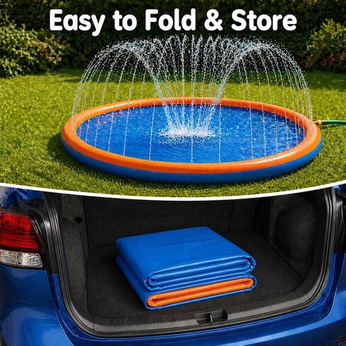 Splash Pad for Kids, 87" Extra Large Non-Slip Thickened Sprinkler Pad for Dogs, Outdoor Water Toys for Toddlers 3+, Backyard Summer Fun for Boys & Girls in Saudi Arabia