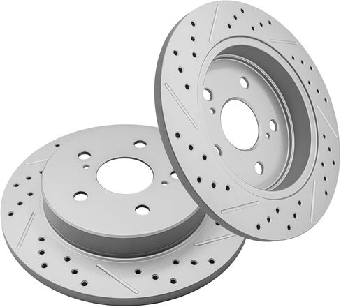 Rear Drilled & Slotted Disc Brake Rotors for 2018-2024 Toyota Camry, 2022-2024 Corolla, 2019-2024 RAV4, Prius, Avalon, C-HR, Lexus ES250 ES300h ES350 NX200t NX300 NX300h UX200 UX250h in Kuwait