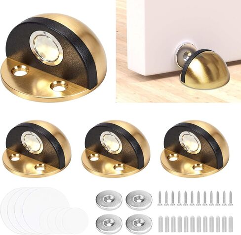 4 Pack Magnetic Door Stopper, Stainless Steel Floor Door Stopper Stoppers for Bottom of Door, Self Adhesive No Drill with Screws, Door Holder to Keep Door Open in Saudi Arabia