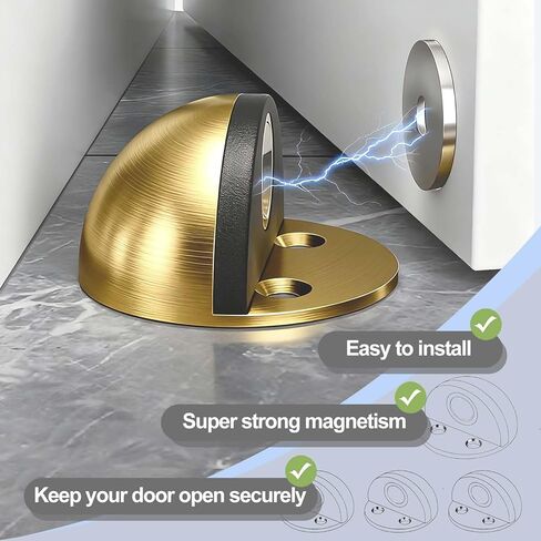 4 Pack Magnetic Door Stopper, Stainless Steel Floor Door Stopper Stoppers for Bottom of Door, Self Adhesive No Drill with Screws, Door Holder to Keep Door Open in Saudi Arabia