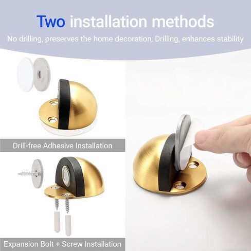 4 Pack Magnetic Door Stopper, Stainless Steel Floor Door Stopper Stoppers for Bottom of Door, Self Adhesive No Drill with Screws, Door Holder to Keep Door Open in Saudi Arabia