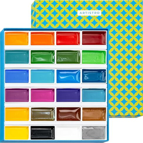 ARTISTRO Professional Watercolor Paint Set for Adults - 48 Pigment-Rich Colors, XL Pans, ASTM-I Lightfastness, High Tinting Strength Watercolor Set for Professionals made by professionals in Saudi Arabia