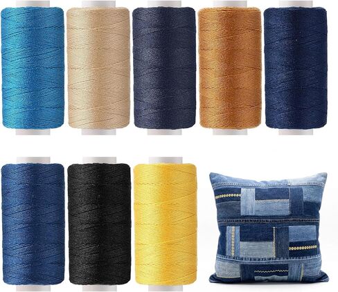 GliCraft 8 Colors Denim Thread Jeans Sewing Thread 137yard 203 Extra Strong Heavy Duty Jeans Threads for Denim, Canvas High Strength Threads for Upholstery in Saudi Arabia