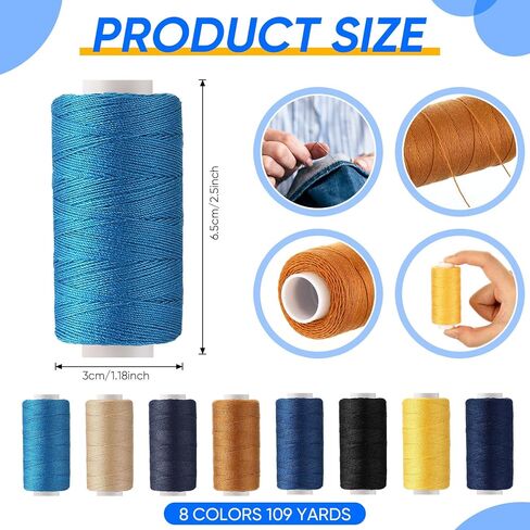 GliCraft 8 Colors Denim Thread Jeans Sewing Thread 137yard 203 Extra Strong Heavy Duty Jeans Threads for Denim, Canvas High Strength Threads for Upholstery in Saudi Arabia