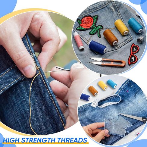 GliCraft 8 Colors Denim Thread Jeans Sewing Thread 137yard 203 Extra Strong Heavy Duty Jeans Threads for Denim, Canvas High Strength Threads for Upholstery in Saudi Arabia