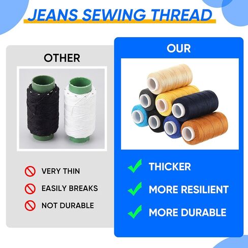 GliCraft 8 Colors Denim Thread Jeans Sewing Thread 137yard 203 Extra Strong Heavy Duty Jeans Threads for Denim, Canvas High Strength Threads for Upholstery in Saudi Arabia