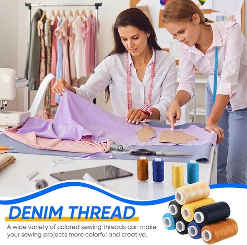GliCraft 8 Colors Denim Thread Jeans Sewing Thread 137yard 203 Extra Strong Heavy Duty Jeans Threads for Denim, Canvas High Strength Threads for Upholstery in Saudi Arabia