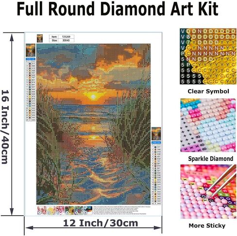 WCHUIMM Beach Diamond Art Kits for Adults, Road DIY Full Drill Diamond Painting Kits for Beginners, 5D Gem Art Crafts for Adults, Home Wall Decor 12x16 inch in Kuwait