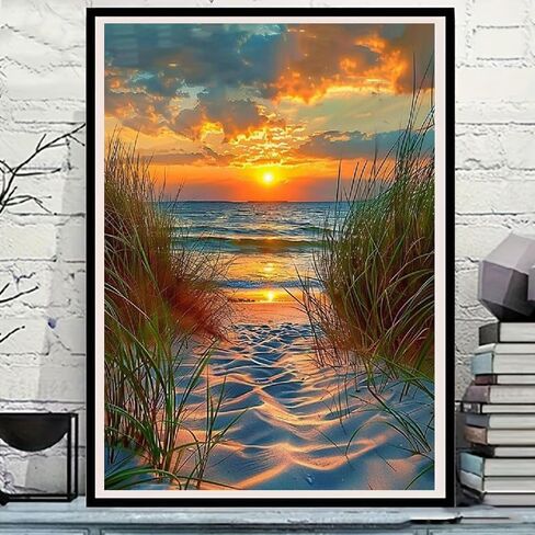 WCHUIMM Beach Diamond Art Kits for Adults, Road DIY Full Drill Diamond Painting Kits for Beginners, 5D Gem Art Crafts for Adults, Home Wall Decor 12x16 inch in Kuwait