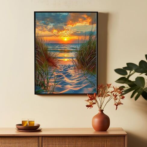 WCHUIMM Beach Diamond Art Kits for Adults, Road DIY Full Drill Diamond Painting Kits for Beginners, 5D Gem Art Crafts for Adults, Home Wall Decor 12x16 inch in Kuwait