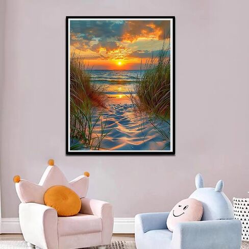 WCHUIMM Beach Diamond Art Kits for Adults, Road DIY Full Drill Diamond Painting Kits for Beginners, 5D Gem Art Crafts for Adults, Home Wall Decor 12x16 inch in Kuwait