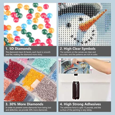 Domnpes عيد الميلاد ثلج الماس مجموعات الفن للبالغين، 5D مجموعات الطلاء الماس للمبتدئين، DIY جولة الحفر الكامل حبة الحرفية لديكور الحائط المنزل هدية 11.8x11.8 بوصة، الشتاء in Kuwait